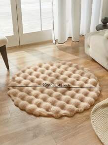 1 pieza Alfombra redonda de camello con bolas de pelo suave y sin pelusas, fácil de limpiar, alfombra esponjosa para dormitorio, sala de estar, mesa de café, decoración del hogar para todas las estaciones
