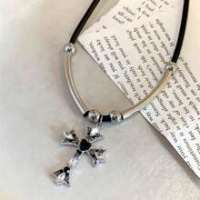 1pc Minimalistische Kruisketting, Straatmode Sieraden, Unisex Choker Ketting, Veelzijdige Sleutelbeenketting