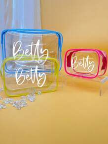Bolsa de maquillaje transparente personalizada, bolsa de almacenamiento simple con estilo Ins, bolsa de viaje portátil impermeable para artículos de tocador, bolsa de maquillaje