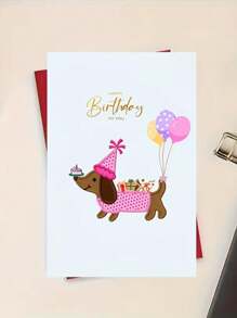 1 Stück süßer Hunde-Muster Geburtstagskarte für Hundeliebhaber, geeignet für Familie, Partner, Freunde und Kollegen (mit zufälligem Stil, bunte Umschläge), Schulbedarf