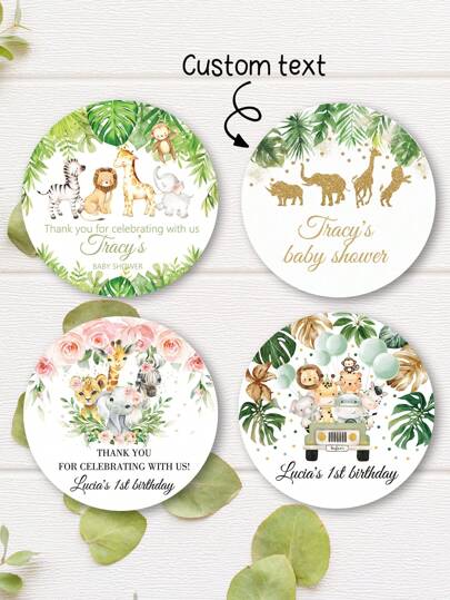 UNICCUT Pegatinas personalizadas de animales de la selva, pegatinas para embalaje de regalo