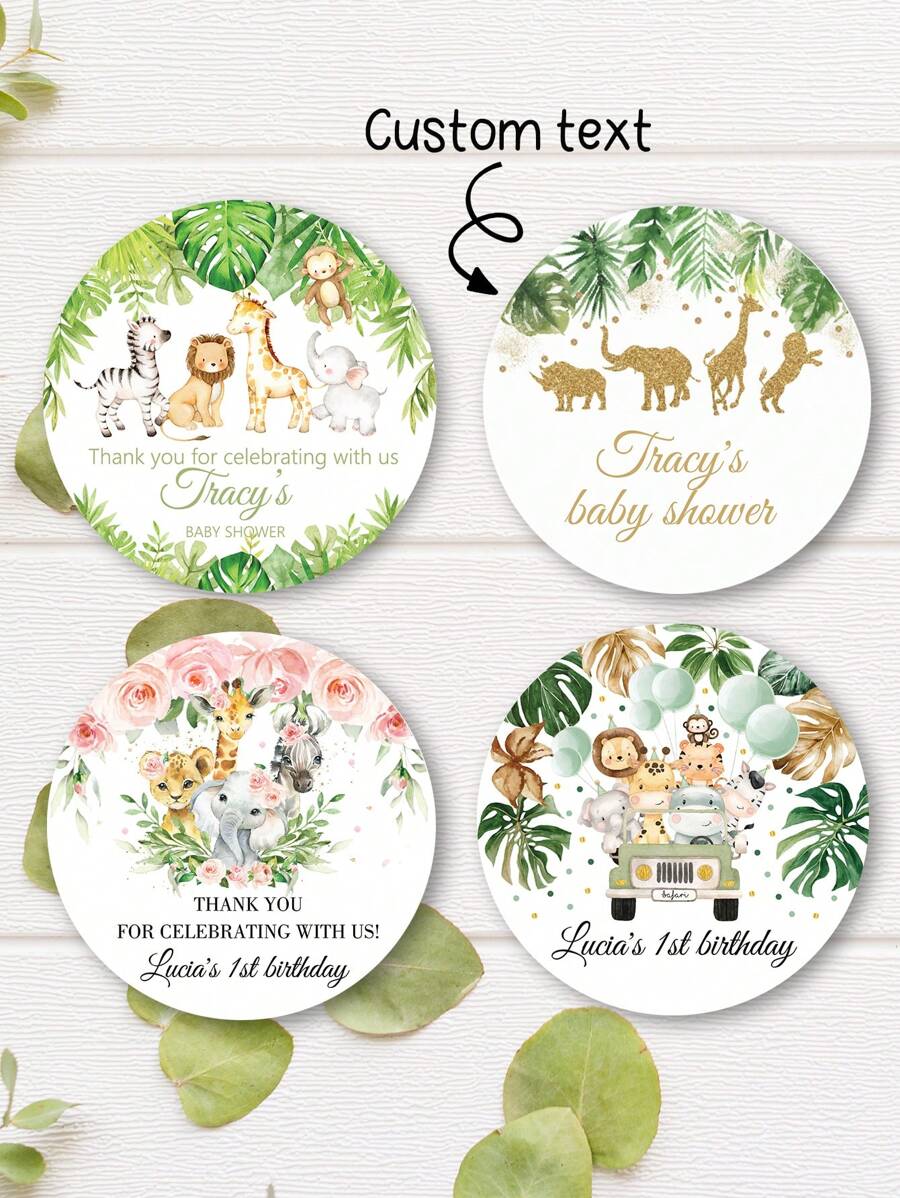 UNICCUT Customized Jungle Animal Stickers, Gift Packaging Stickers - Multicolor - View 1