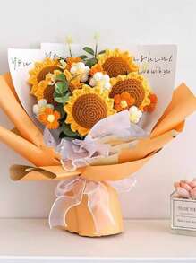 1pc Mother's Day New Handmade Knitted Bouquet, Eternal Flower Craft Decor Gift For Women, Friends, Girlfriends, Mom, Graduation Gifts Birthday