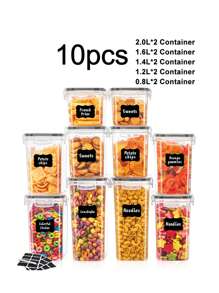 24pcs Airtight Food Storage Containers With Labels Kitchen Canisters For Flour, Sugar, Cereal, Pasta, Tea, Nuts, And Coffee Beans - Keep Food Fresh And Organized - Black and White - View 14