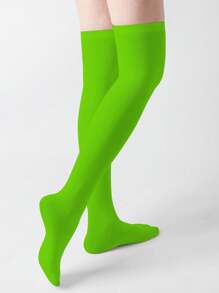 1 Pair Multi-Color Velvet Over-The-Knee High Socks, Fashion & Versatile, Spring And Autumn