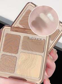 Paleta de contorno y iluminador de 4 colores - Maquillaje mate y con brillo para esculpir el rostro y lograr un brillo natural duradero y de fácil mezcla (se puede usar con un pincel)