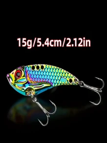 1 pieza Cebo artificial de pesca con lentejuelas de colores VIB, cebo anti-mordeduras, capa de natación completa de metal con lentejuelas de largo alcance, accesorios de pesca de agua dulce, 3g/5g/7g/10g/15g/20g, cebo artificial de pez de acero negro, adecuado para pesca de mar y pesca con señuelos