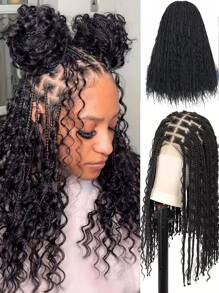 全蕾丝编织假发，手工编织波浪形蕾丝前部假发，200% 密度透气蕾丝假发，适合日常佩戴 - 彩色 - 查看 9