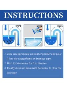 Polvo limpiador para desatascar tuberías obstruidas de drenaje, inodoro y cocina