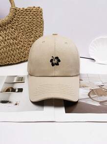 1 pieza Gorra de béisbol ajustable con estampado floral lindo y sencillo para mujer, versátil y de moda casual para uso diario y al aire libre