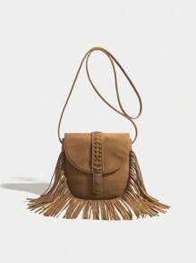 Southeast Asia Explosion Bag Female 2025 New Suede Cover Diagonal Tassel Bag - Camel - View 1