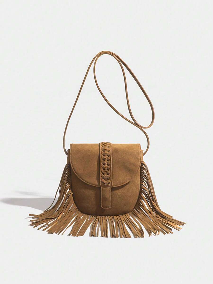 Southeast Asia Explosion Bag Female 2025 New Suede Cover Diagonal Tassel Bag - Camel - View 1
