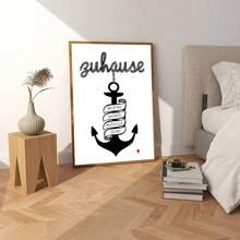 1pc Customizable Name Canvas Art Poster, Anchor Pattern, Frameless Modern Wall Decor For Rooms, Living & Dining Areas - Ideal Personalized Gift For Home And Family Gifts Birthday Graduation