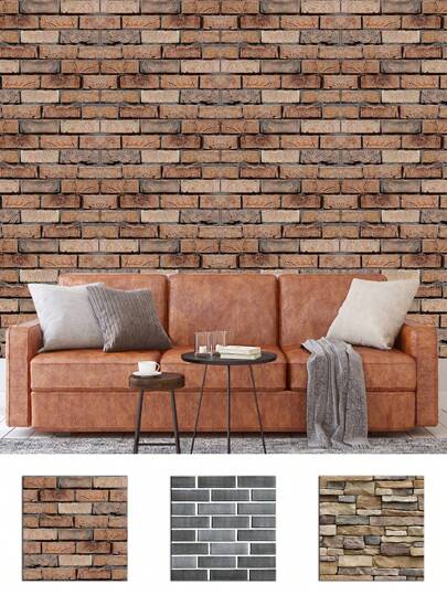 1pc/10pcs/20pcs Vintage Faux Brick Wall Stickers, 3D Removable Retro Vinyl Wallpaper, Red & Gray Brick Pattern, Peel And Stick, Suitable For Kitchen, Bedroom, TV Background, 30*30cm (11.8*11.8 Inches), Birthday Gift, Graduation, Room Decor, Home Decor, Wall Decor, Bathroom Decor, Bedroom Decor, Room Decoration, Living Room Decor, House Decor, Home Decoration, Living Room Wall Art, Wallpaper Sticker