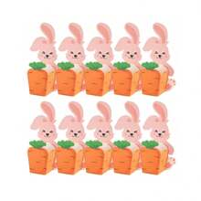 10 Pcs Easter Small Gift Boxes Bunny Carrot Shaped Mini Treat Boxes Cartoon 3D Paper Gift Boxes For Easter Birthday Shower Holiday Party Supplies
