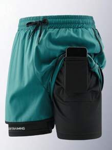 1pc Men's Outdoor Sports Running Shorts, Breathable Quick Dry Printed, Suitable For Spring/Summer Outdoor Running & Fitness