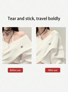 2 piezas de pegatinas antideslizantes transparentes de doble cara de PET para ropa interior, cinta invisible transparente de 5M para fijar camisas sin dejar rastro, pegatinas desechables antideslizantes para el escote