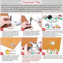 4.5mm 0.18in (Inner Diameter) Grommets Plier Kit With Leather Hole Puncher And 100 Pieces Of Metal Grommets For Art, Crafts & Sewing Supplies