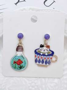 1 Pair Of Fashionable And Cute Cat Alloy Pendant Earrings, Women's Fashionable Earrings, Suitable For Women's Gatherings And Vacation Jewelry, Or As Gifts To Friends