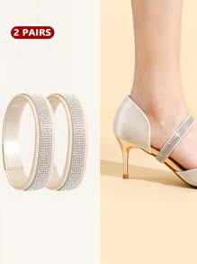 鞋跟防滑贴纸配件，适用于乐福鞋、平底鞋、高跟鞋、船鞋，弹性水钻鞋带，凉鞋配件，女士高跟鞋，黑色浅口鞋 - 彩色 - 查看 31