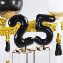 1/2 件黑色数字气球 40 英寸 1-80 数字铝膜气球适用于生日派对、周年纪念日等派对室内外装饰,营造派对氛围 - 黑色 - 查看 42