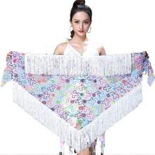 1pc Women Belly Dance Accessories Mesh Hip Scarf Triangle Long Tassel Women Waist Chain Sequin Stage Performance Belly Dance Waist Chain - Multicolor - View 11