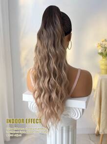 Klauw Paardenstaart Verlenging Haar Ombre 28 Inch Lange Water Wave Hittebestendige Vezel Synthetische Paardenstaart Haarstuk Voor Meisjes Vrouwen Feest Dagelijks Gebruikt