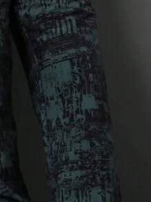 Men's All-Over Printed Straight Leg Casual Pants, Simple & Breathable, Spring/Summer - Dark Green - View 4