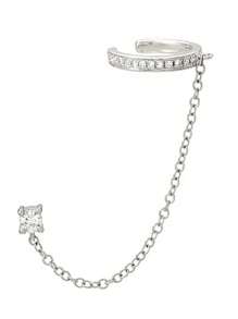 1pc Tassel Chain Cubic Zirconia Ear Cuff Stud For Women Gift Cartilage Clip On Earrings - Chain Tassel Zirconia Ear Clip - View 12