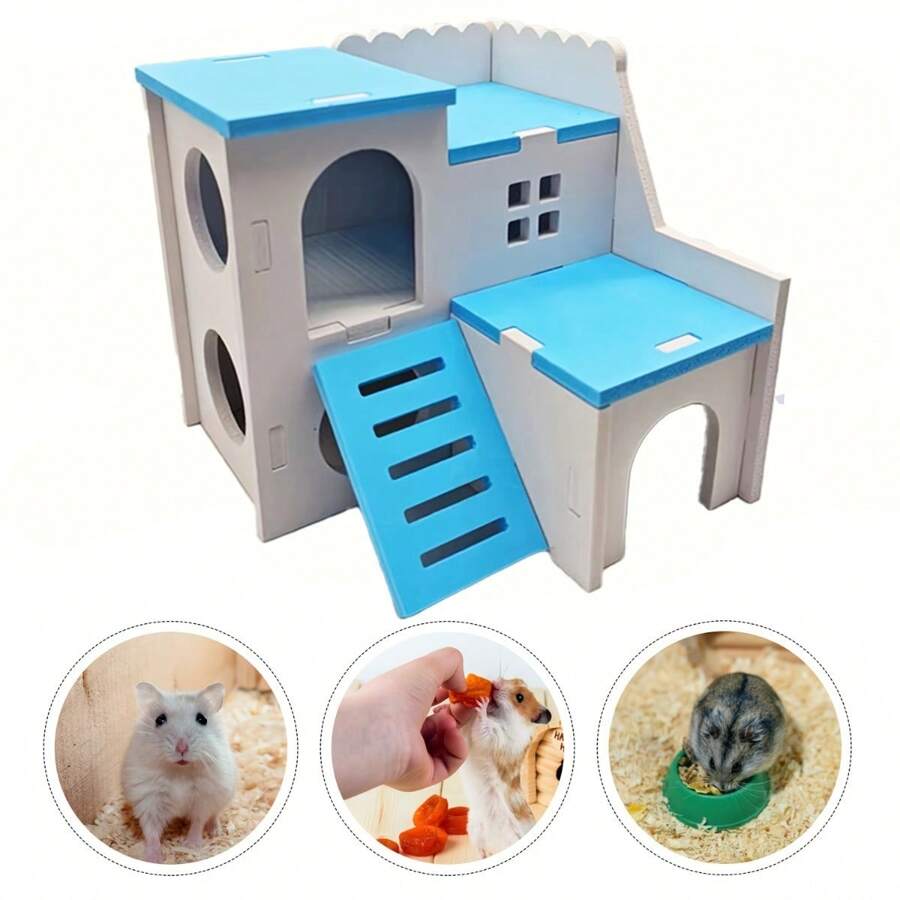 1pc Foam Hamster House, Red/Green/Blue/Purple Color Hide-Away Climbing & Playing Habitat For Small Animals, Includes Stairs And Slide