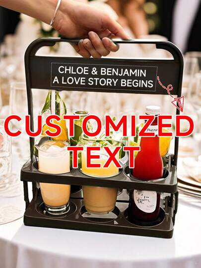 1pc Customizable Vintage Style Portable Beer Basket, Holds 6 Bottles, Foldable Beer Rack, Bottle Carrier Caddy For Beer, Coffee, Milk, Tea, Suitable For Daily Use And Party, Essential For Beer Festivals