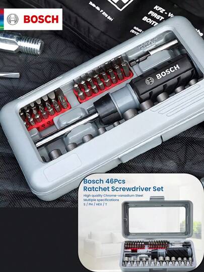 bosch Bosch 46-Piece Ratchet Screwdriver Set Precision Screwdriver Bit Set (For Precision And Standard Heads, Screwdriver Accessories)