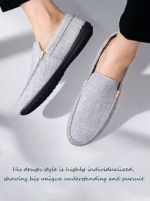 男士乐福鞋休闲鞋百搭莫卡辛鞋一脚蹬船鞋平底牛津鞋圆头黑色皮革商务正装鞋（尺码偏小 1 码）