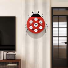 1pc 12-Inch Silent Ladybug Wall Clock, Wall Hanging Decor, Crafts, Suitable For Bedroom, Home, Dorm, Bathroom, Home Decoration, Room Decoration, Office Decoration, Wall Clock, Holiday Gift, New Home Decor