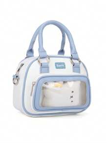 Japanese Harajuku Style Ltabag Large Capacity Cute Bowling Bag Badge Element Female Student Multi-Functional Handbag Cross-Body Bag Backpack - Baby Blue - View 3