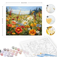 1/2 件现代 DIY 数字油画 山花 手绘帆布油画 DIY 工艺品 家居装饰 适合成人 40x50 厘米/16x20 英寸 无画框 - 彩色 - 查看 3