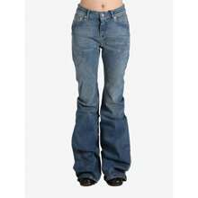 - Women Denim Bias Bootcut Jeans - Blue - View 1