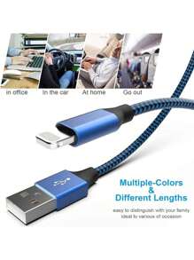 3Pcs/1Pc IPhone Charger Car Carplay Cable, Nylon Braided 10/6/3FT Lightning Cable Fast Charging High Speed Data Sync USB Cord Compatible With IPhone 14 13 12 11 Pro Max XS XR X 8 7 6S 6 Plus SE