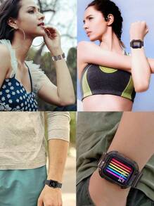 Pulseira transparente 2 em 1 com capa protetora compatível com Apple Watch 38/40/41/42/44/45 mm, pulseira de substituição protetora Jelly Sports compatível com Apple Watch 8/7/6/5/4/3/2/1/SE