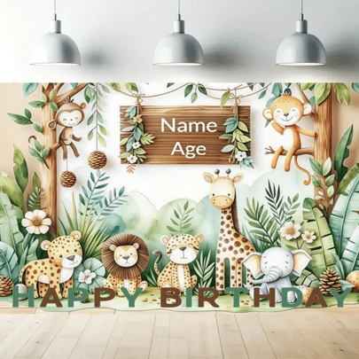 1pc Customized "Welcome To The Jungle" Background, Photo Backdrop For Kids Party, Tradition Decor, Holiday Heritage, Classroom And Office Culture Banner, Festival Decoration Photo Backdrop, Suitable For Anniversary, Birthday And Party Mother's Day Graduation,Multi-Functional,Durable,Ornamental,Reusable,Exquisite,Stylish,High-Quality,Colorful,Modern,Custom,Personalized,Unique,Home Refresh,Customized Party Backdrops
