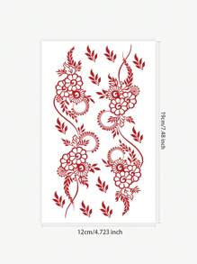 1-2pcs Tattoo Stickers, Free Gift Flower Henna Temporary Tattoo Stickers, Waterproof, Sweat-Proof PVC One-Time Use Realistic Tattoo Stickers, Suitable For Fashion Enthusiasts Daily Use - Red - View 2