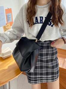 女士大容量大手提包2025新款病毒式腋下公文包小众设计高端感单肩包春秋 - 黑色 - 查看 6