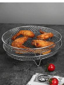 1pc 304 Stainless Steel Removable Grill Rack, Vegetable & Fruit Drying Rack, Food Storage Shelf, For Air Fryers, Home Use