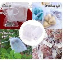 50pcs White Organza Drawstring Bags And CANDY BAR Craft Paper Tag Banners, Retro Wedding Party Decoration Ribbon Flag Venue Layout, European Wedding Supplies Candy Bags