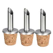 3 件装不锈钢葡萄酒瓶倒酒器，采用软木塞设计，适用于倒出液体、葡萄酒、醋和大多数瓶子 - 彩色 - 查看 9