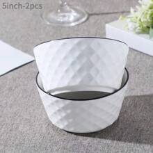 1. Bol Diamant Noir de Luxe Nordique, Bol Diamant Rose, Bol à Motif Diamant, Bol à Dîner/Soupe/Pâtes de 12,7 cm, Set de 1 pièce/2 pièces/4 pièces, Bol en Céramique Profond, Microwave-safe, Vaisselle de Maison Élégante et Épaisse