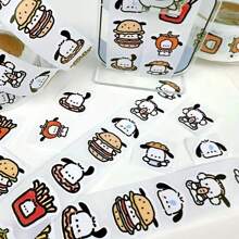 1 pièce Rouleau d'autocollants Sanrio Pochacco - Autocollants décoratifs mignons de personnages de dessin animé, convient pour les journaux, les bureaux, les fans d'anime et l'artisanat, sur fond blanc avec des motifs alimentaires ludiques et de personnages, décoration de chambre d'anime, décoration de maison, décoration murale, décoration de salle de bain, décoration de chambre, décoration de pièce, décoration de salon, décoration de maison, art mural de salon, papier peint, autocollants personnalisés