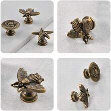 10 piezas Pomos retro de aleación de zinc con diseño de abeja - Tiradores decorativos para cajones de cómoda y muebles del hogar y armarios