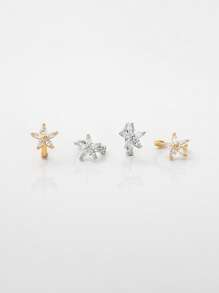 1pc Elegant 925 Sterling Silver Flower Hoop Earrings With Shiny Cubic Zirconia, Featuring A Simple Five-Leaf Clover Design, Suitable For Girls And Ladies For Daily Wear And Parties