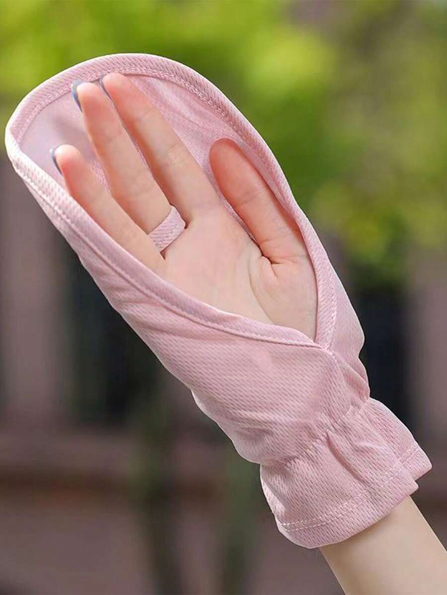 1 par de guantes sin dedos protectores del sol de verano para mujeres, mangas finas de fibra de bambú para conducir, actividades al aire libre, anti-UV